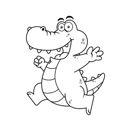 Funny Crocodile Cartoon Character Premium vectorのイラスト素材
