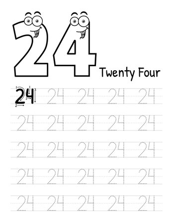 Number Tracing Interior For Kids. Children Writing Worksheet. Premium Vector Elements.のイラスト素材