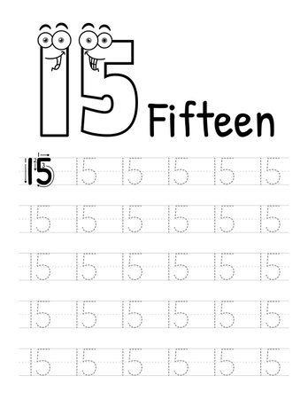 Number Tracing Interior For Kids. Children Writing Worksheet. Premium Vector Elements.のイラスト素材