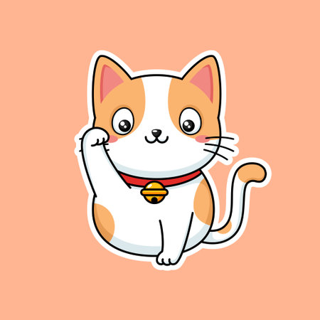 Cute Cartoon Kitty Cat Premium Vector Graphic In Stickers Styleのイラスト素材