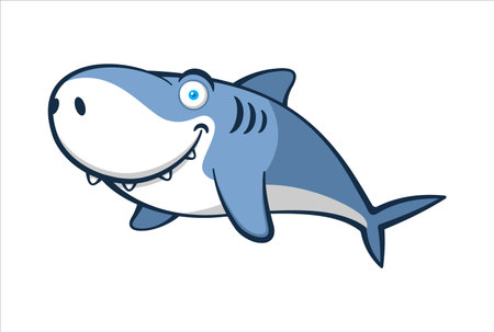 Shark With Smile Cartoon Characterのイラスト素材