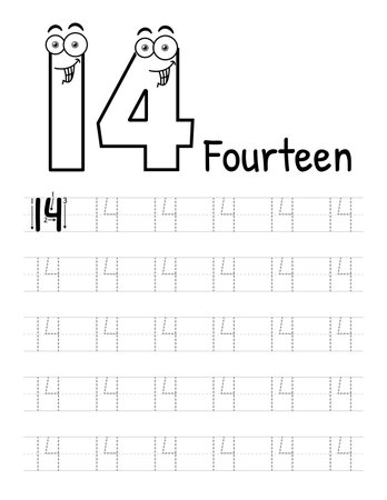 Number Tracing Interior For Kids. Children Writing Worksheet. Premium Vector Elements.のイラスト素材