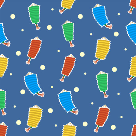 colorful lantern seamless patternのイラスト素材