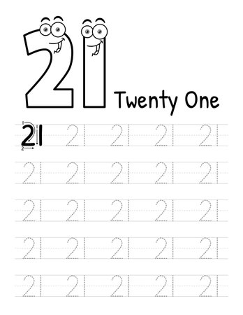 Number Tracing Interior For Kids. Children Writing Worksheet. Premium Vector Elements.のイラスト素材