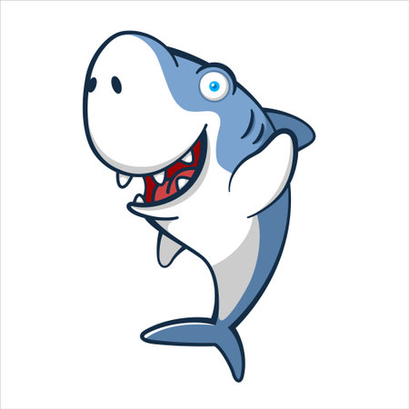 Cartoon Shark Waving Finのイラスト素材