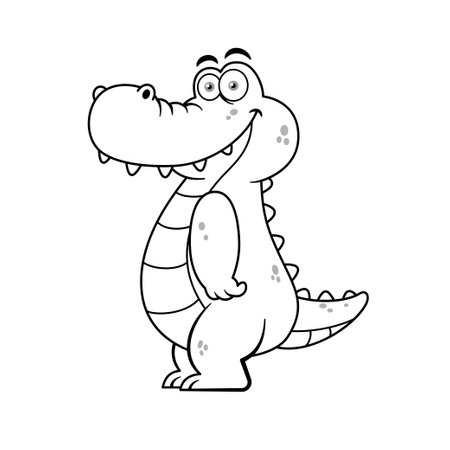 Funny Crocodile Cartoon Character Premium vectorのイラスト素材