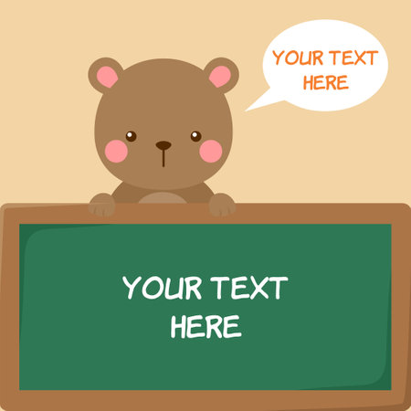 cute cartoon teddy bear with boardのイラスト素材
