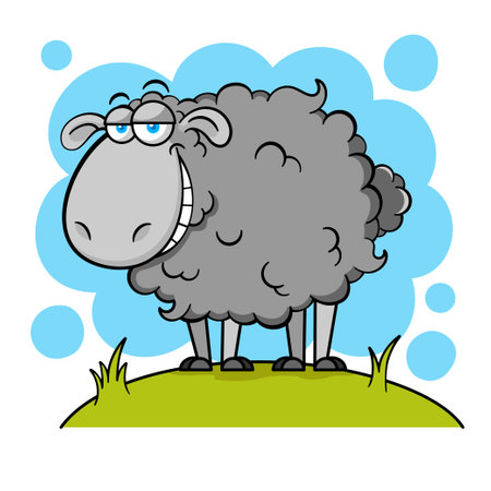 Funny Cartoon Black Sheepのイラスト素材