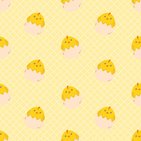 cute cartoon chicken chick seamless patternのイラスト素材