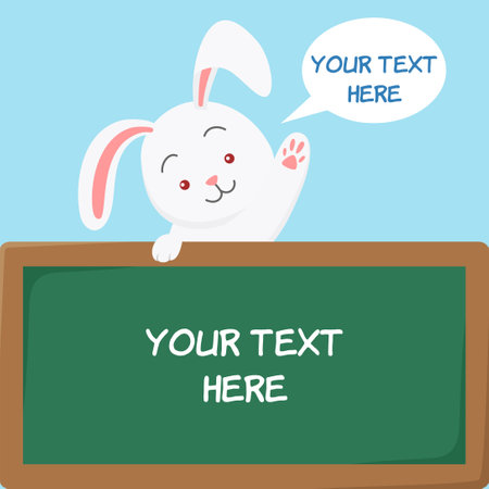 cute cartoon rabbit bunny with boardのイラスト素材