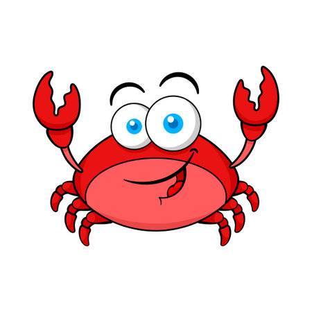 Funny Red Crab Cartoon Characterのイラスト素材