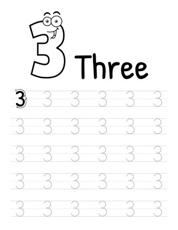Number Tracing Interior For Kids. Children Writing Worksheet. Premium Vector Elements.のイラスト素材