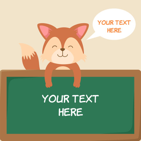 cute caroon fox with boardのイラスト素材