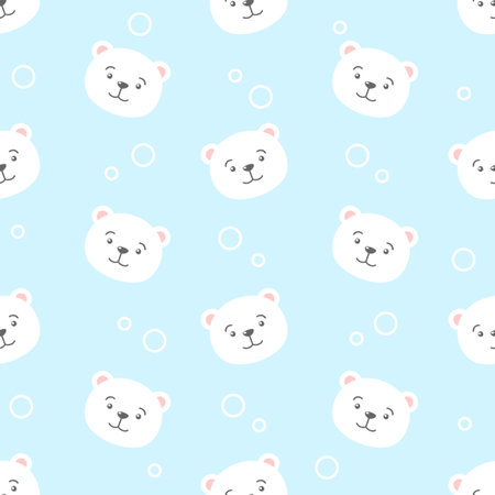 cute cartoon polar bear seamless bearのイラスト素材