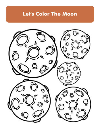 The Moon Coloring Book Page In Letter Page Size Children Coloring Worksheet Premium Vector Elementのイラスト素材
