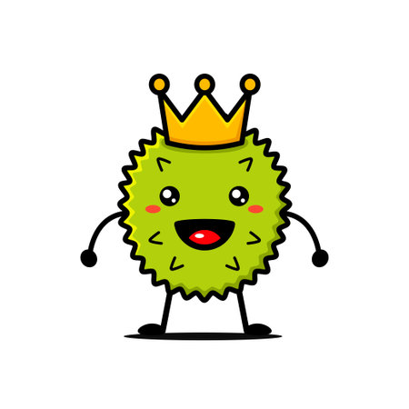 Cute Durian Fruit King Cartoon Character Premium Vectorのイラスト素材