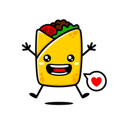 Cute Burrito Cartoon Characterのイラスト素材