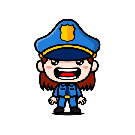 Cute Police Woman Cartoon Characterのイラスト素材