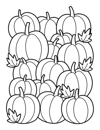 Pumpkin Pile Line Art Coloring Pageのイラスト素材
