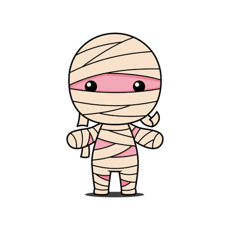 Cute And Kawaii Style Halloween Mummy Cartoon Characterのイラスト素材