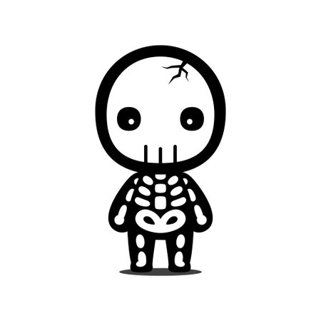 Cute And Kawaii Style Halloween Skull Cartoon Characterのイラスト素材