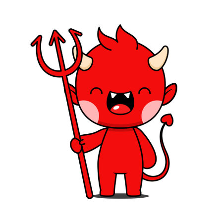 Cute And Kawaii Style Halloween Red Devil Cartoon Character
