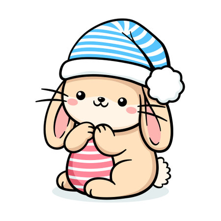 Cute Easter Bunny Rabbit Wearing Hatのイラスト素材