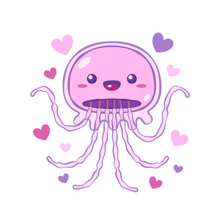 Cute Jelly Fish Cartoon Characterのイラスト素材