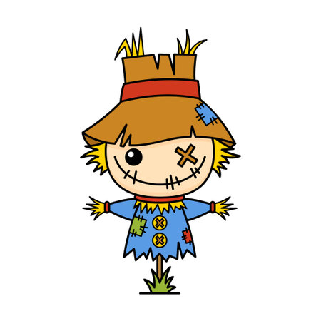 Cute And Kawaii Style Halloween Scarecrow Cartoon Characterのイラスト素材