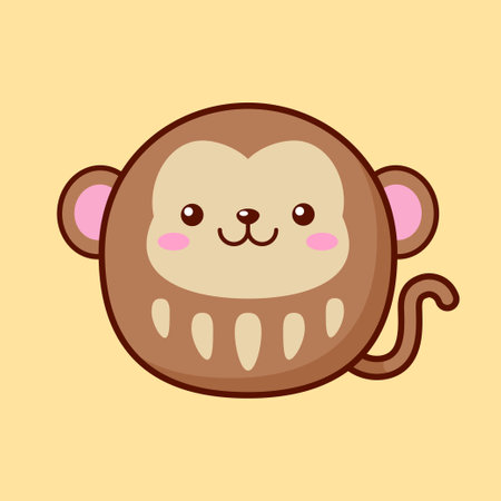 Cute And Kawaii Style Japanese Daruma Doll Monkeyのイラスト素材