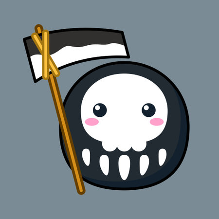 Cute And Kawaii Style Japanese Daruma Doll Grim Reaperのイラスト素材