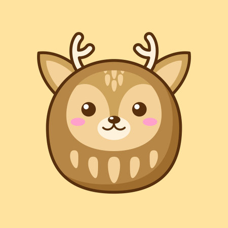 Cute And Kawaii Style Japanese Daruma Doll Deerのイラスト素材