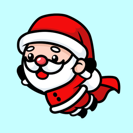 Cute And Kawaii Christmas Santa Claus Cartoon Character Flyingのイラスト素材