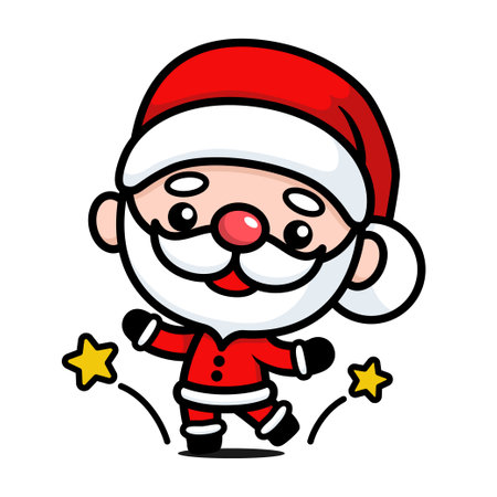 Cute And Kawaii Christmas Santa Claus Cartoon Character Dancingのイラスト素材
