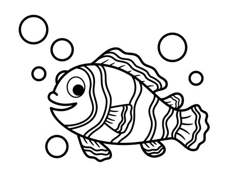 Clown Fish Coloring Page For Childrenのイラスト素材