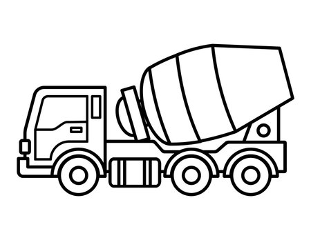 Concrete Mixer Vehicle Coloring Page For Childrenのイラスト素材