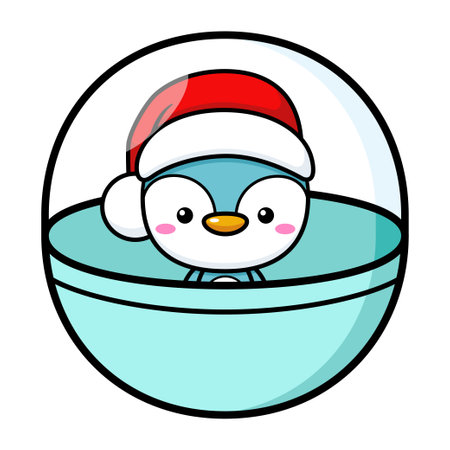 Cute And Kawaii Christmas Penguin In Gachapon Gacha Ballのイラスト素材
