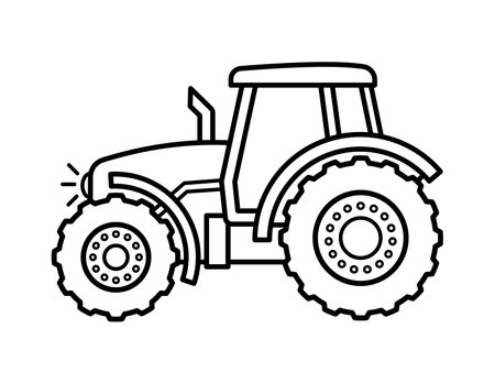 Farm Tractor Coloring Page For Childrenのイラスト素材