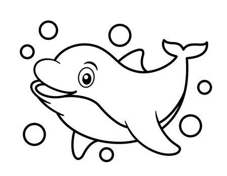 Dolphin Coloring Page For Childrenのイラスト素材