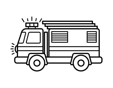 Fire Fighter Truck Coloring Page For Childrenのイラスト素材