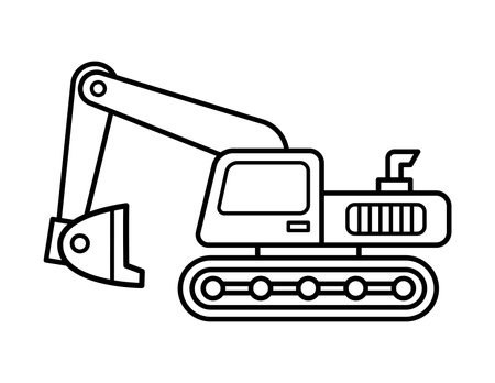 Excavator Coloring Page For Childrenのイラスト素材
