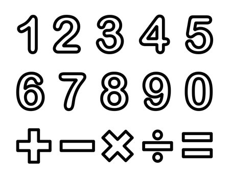 Numbers And Mathematics Symbols Coloring Page For Childrenのイラスト素材
