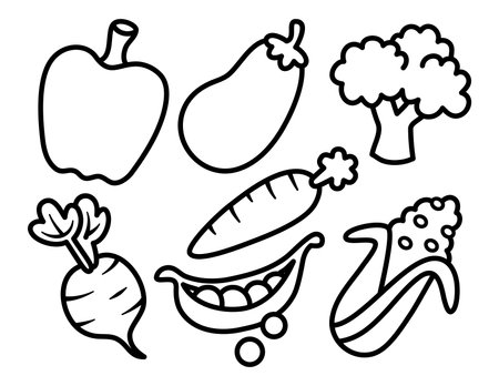 Vegetables Coloring Page For Childrenのイラスト素材