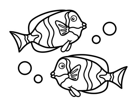 Ocean Fish Coloring Page For Childrenのイラスト素材