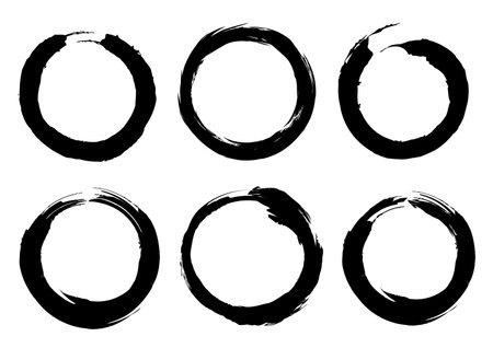 Isolated Circle Grunge Brush Border Frames Collection Set. Premium Vectorのイラスト素材
