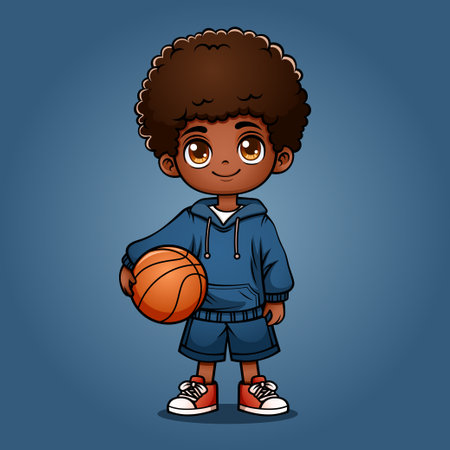 Cute Afro Kids Holding Basketballのイラスト素材