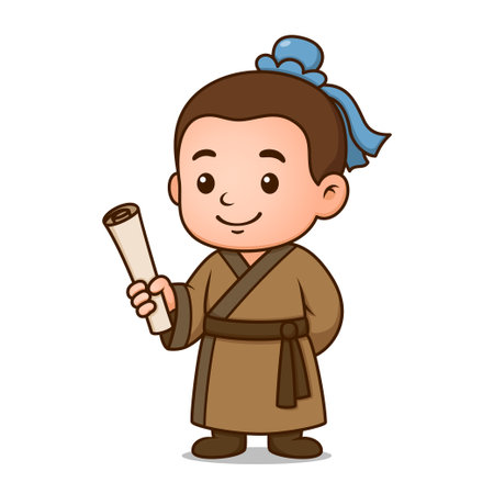 Cute Ancient Chinese Schoolar Cartoon Characterのイラスト素材