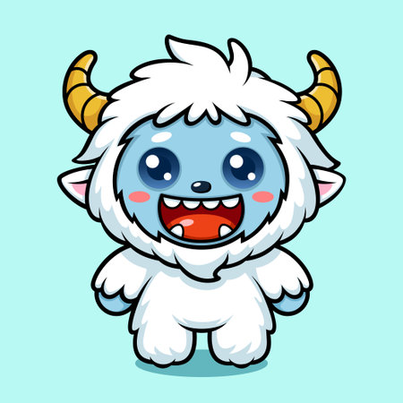 Cute Bigfoot Cartoon Character Smilingのイラスト素材