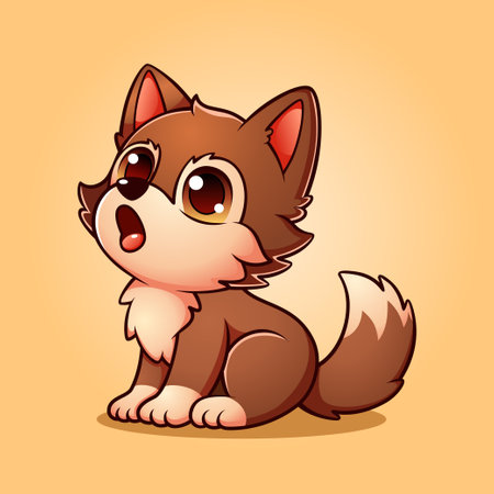 Cute Baby Wolf Cartoon Characterのイラスト素材