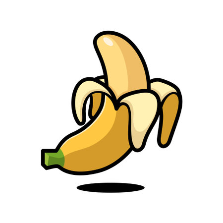 Big Peeled Banana Cartoon Illustrationのイラスト素材